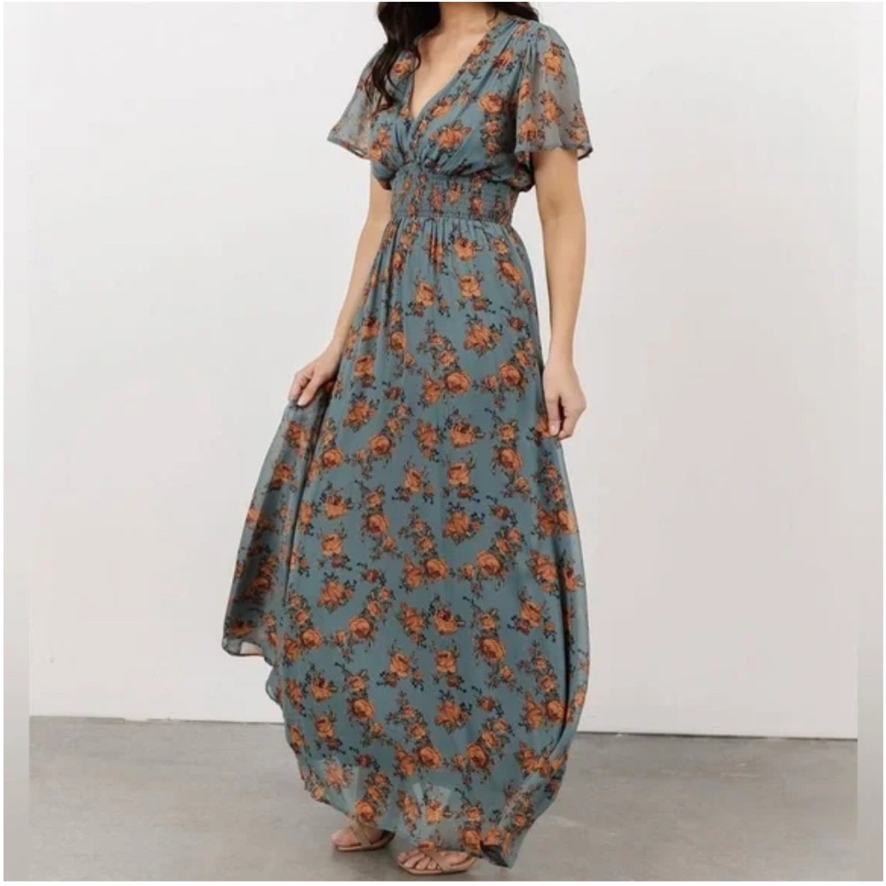 Baltic Born Teal and Rust Floral Maxi Dress - Picture 2 of 6
